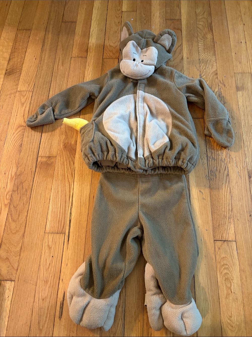 Old Navy Brown Monkey Costume with Cream Belly and Yellow Tail